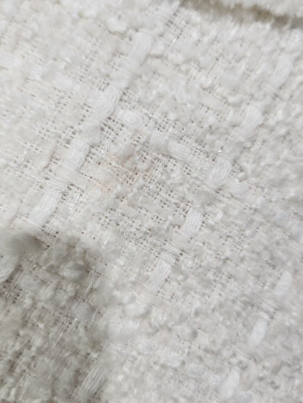 Zara Short Textured Tweed Dress Ecru White Size S - Picture 8 of 8